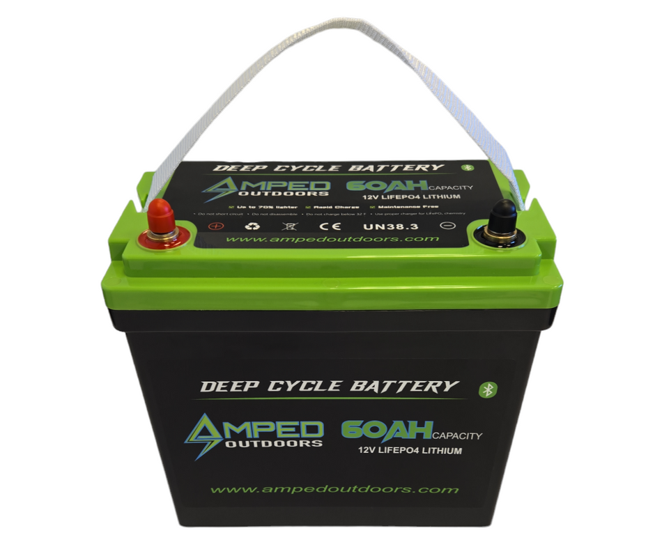 Amped Outdoors 60Ah Lithium (LiFePO4) 12.8V Battery- Bluetooth - IP67 Waterproof - Kayak Edition