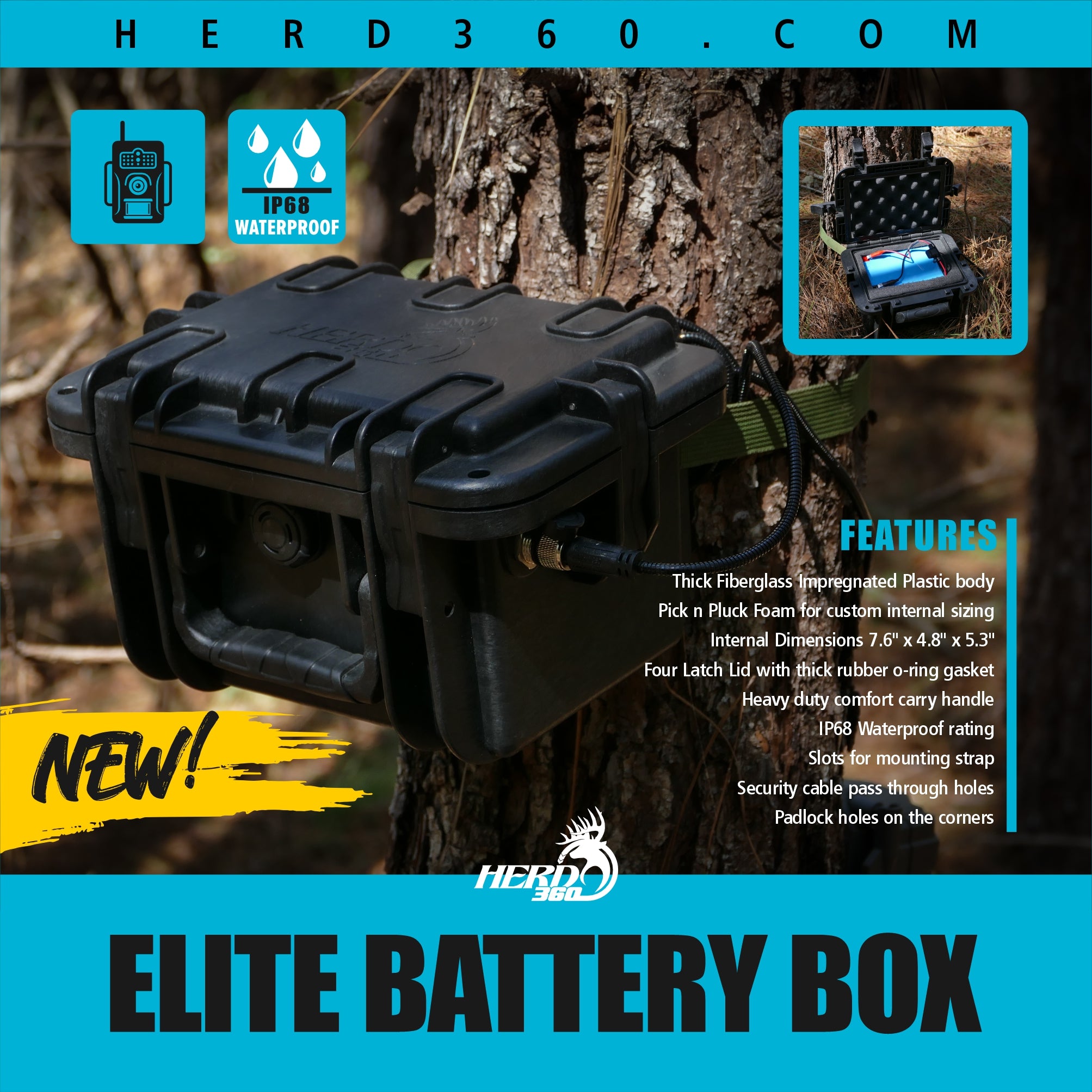 Elite Trail Camera 12v Battery Box by Herd 360