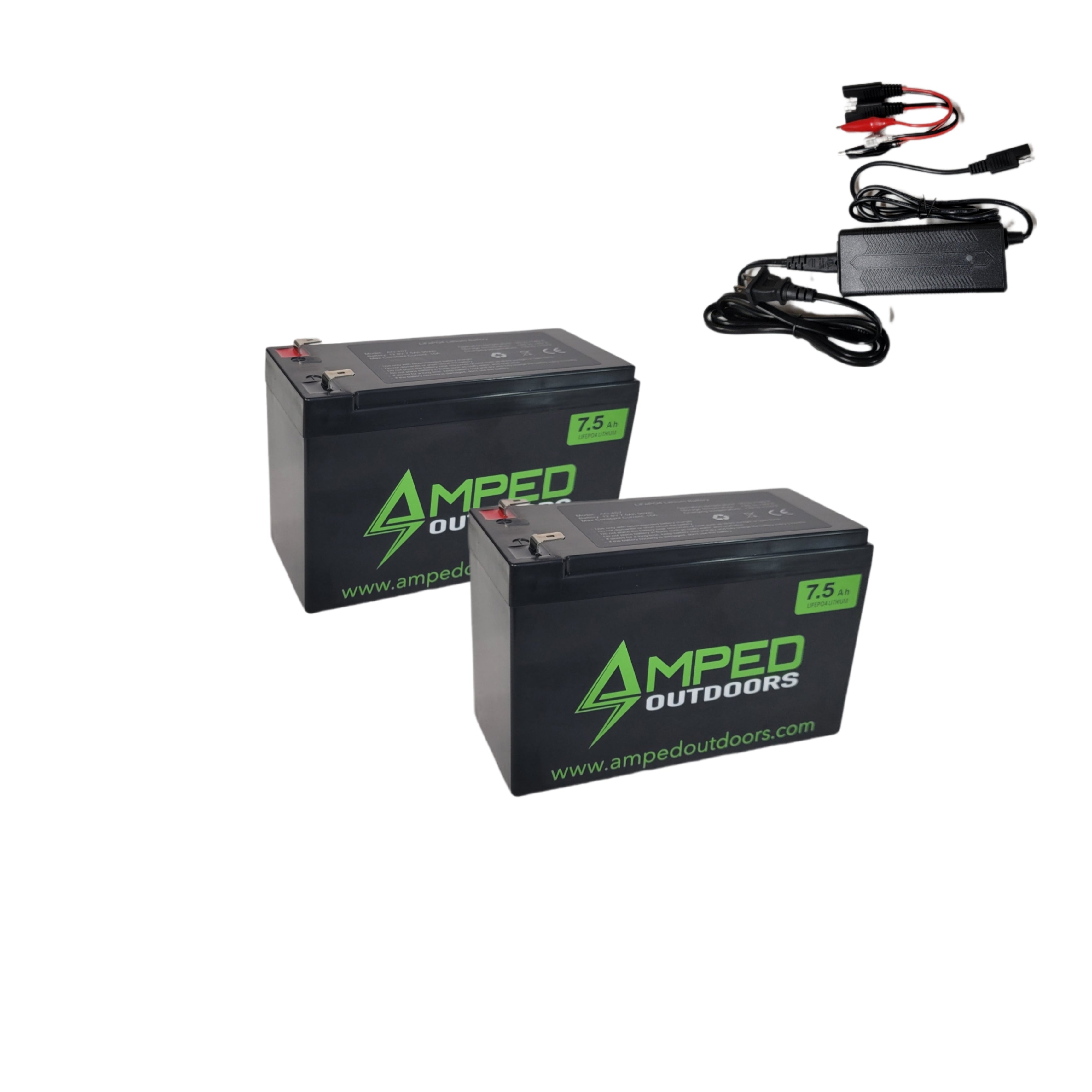 Two Pack Amped Outdoors 7.5Ah Lithium Battery